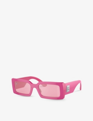 Shop Dolce & Gabbana Women's Pink Dg4416 Rectangle-frame Acetate Sunglasses