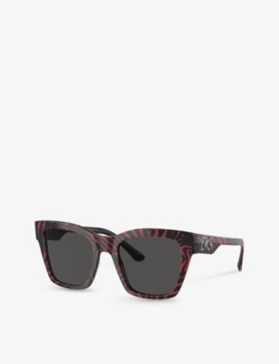 Dolce & Gabbana Dg4384 Square-frame Acetate Sunglasses In Red