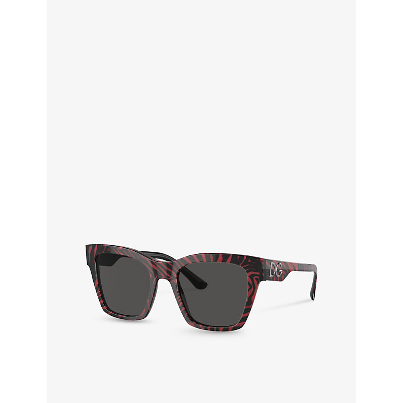 Shop Dolce & Gabbana Women's Red Dg4384 Square-frame Acetate Sunglasses
