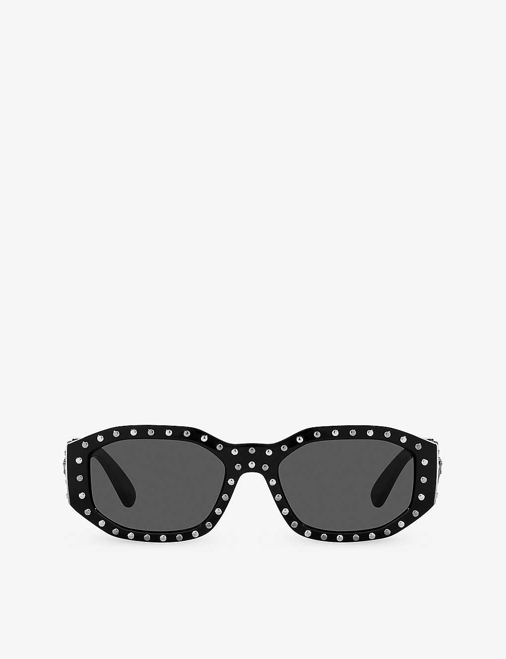 Versace Mens Black Ve4361 Rectangular-frame Acetate Sunglasses