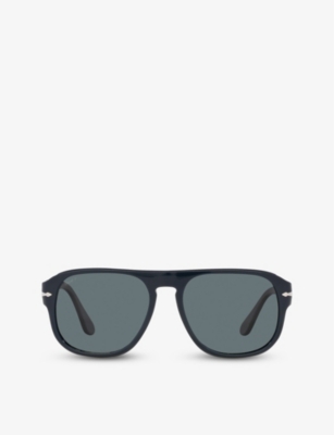 Persol Round-frame Sunglasses In Dusty_blue_dark_blue_polarized
