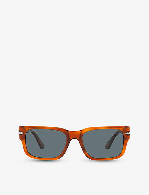 PERSOL: PO3315S rectangle-frame tortoiseshell acetate sunglasses