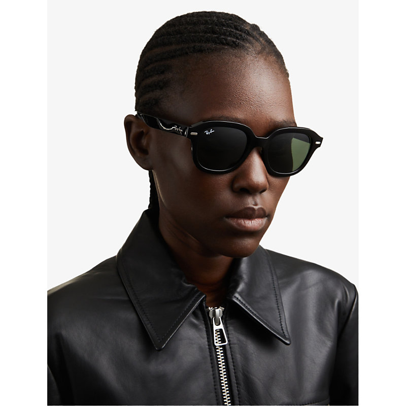 Shop Ray Ban Ray-ban Women's Black Rb4398 Erik Square-frame Acetate Sunglasses
