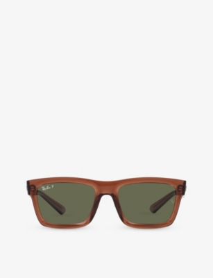 Ray Ban Sunglasses Unisex Warren Bio-based - Transparent Brown Frame Green Lenses Polarized 54-20 In Brown