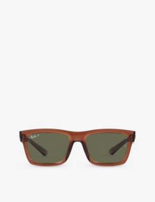 Shop Ray Ban Ray-ban Women's Brown Rb4396 Warren Rectangle-frame Transparent Acetate Sunglasses