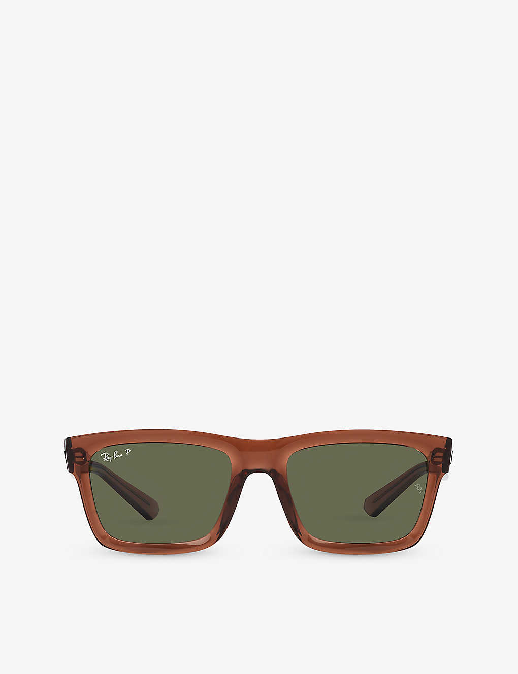 Ray Ban Sunglasses Unisex Warren Bio-based - Transparent Brown Frame Green Lenses Polarized 54-20