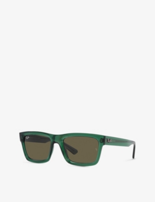 Shop Ray Ban Ray-ban Women's Green Rb4396 Warren Rectangle-frame Acetate Sunglasses