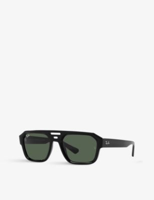 Ray Ban Womens Black Rb4397 Corrigan Faceted-frame Acetate Sunglasses In Black