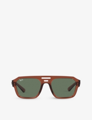 Ray Ban Womens Brown Rb4397 Corrigan Rectangle-frame Acetate Sunglasses In Brown