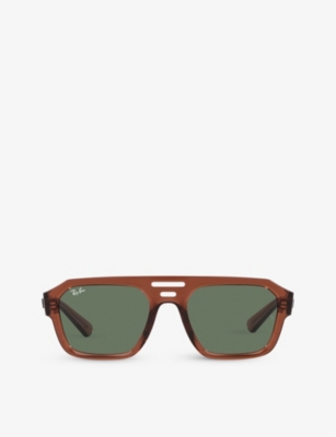 Ray Ban Ray-ban Womens Brown Rb4397 Corrigan Rectangle-frame Acetate Sunglasses