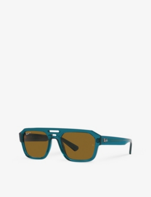 Ray Ban Ray-ban Womens Blue Rb4397 Corrigan Rectangle-frame Acetate Sunglasses In Blue