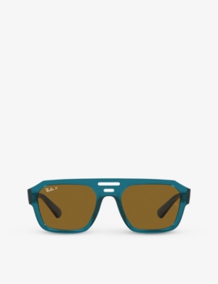 Ray Ban Ray-ban Womens Blue Rb4397 Corrigan Rectangle-frame Acetate Sunglasses