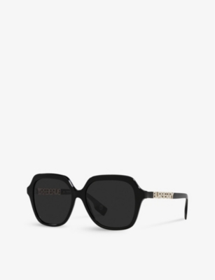 Shop Burberry Women's Black Be4389 Joni Square-frame Acetate Sunglasses