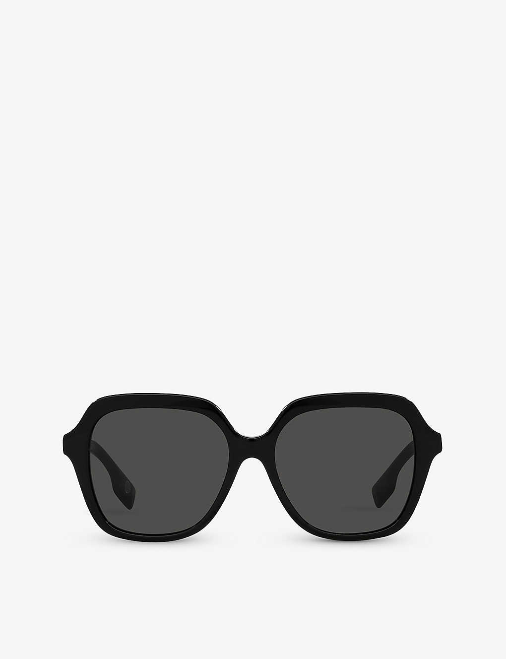 Shop Burberry Womens Black Be4389 Joni Square-frame Acetate Sunglasses