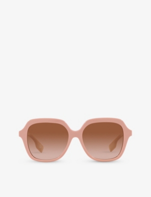 Shop Burberry Women's Pink Be4389 Joni Square-frame Brand-embellished Acetate Sunglasses