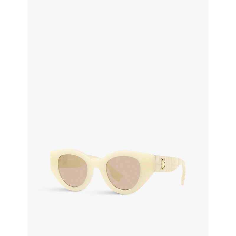 Shop Burberry Women's White Be4390 Meadow Phantos-frame Acetate Sunglasses