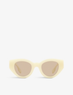 Shop Burberry Womens White Be4390 Meadow Phantos-frame Acetate Sunglasses