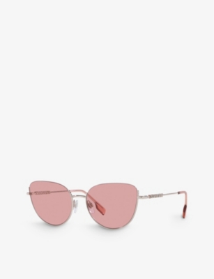 Shop Burberry Women's Silver Be3144 Harper Cat-eye Steel Sunglasses