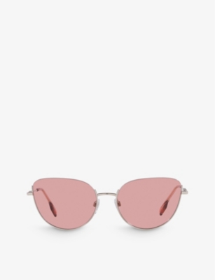 BURBERRY: BE3144 Harper cat-eye steel sunglasses