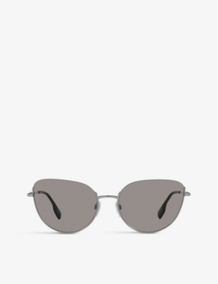 Shop Burberry Women's Silver Be3144 Harper Cat-eye Steel Sunglasses