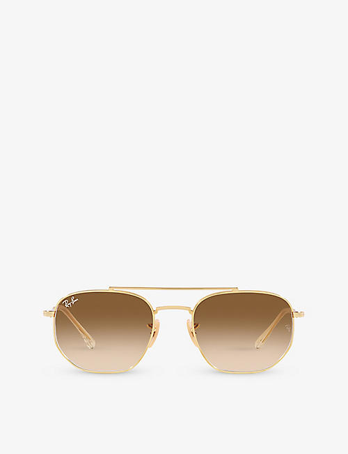 RAY-BAN: RB3707 faceted-shape metal sunglasses