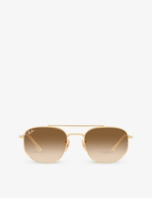 Ray Ban Ray-ban Womens Gold Rb3707 Faceted-shape Metal Sunglasses