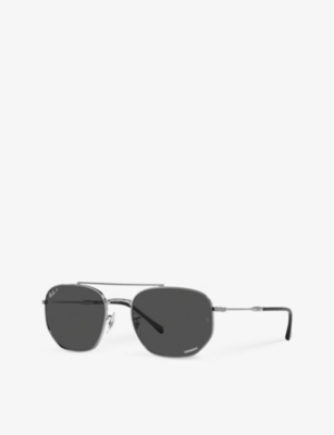 Shop Ray Ban Ray-ban Women's Grey Rb3707 Irregular-shape Gunmetal Sunglasses