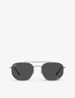 RAY-BAN: RB3707 irregular-shape gunmetal sunglasses
