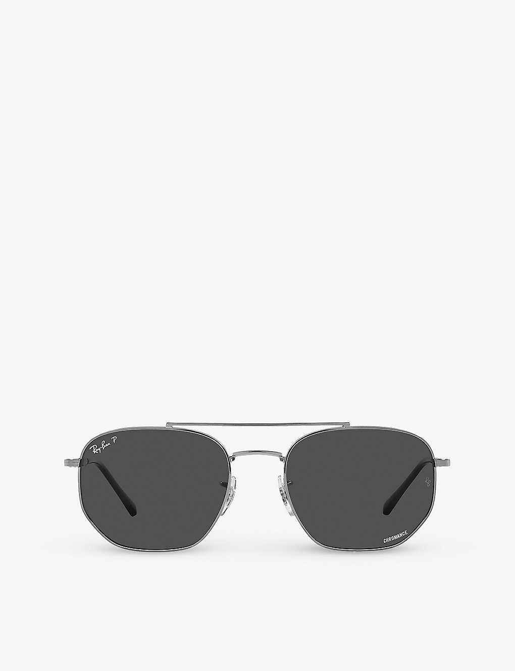 Shop Ray Ban Ray-ban Women's Grey Rb3707 Irregular-shape Gunmetal Sunglasses
