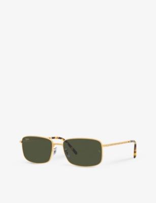 Shop Ray Ban Ray-ban Women's Gold Rb3717 Rectangle-frame Polished Gold-metal Sunglasses