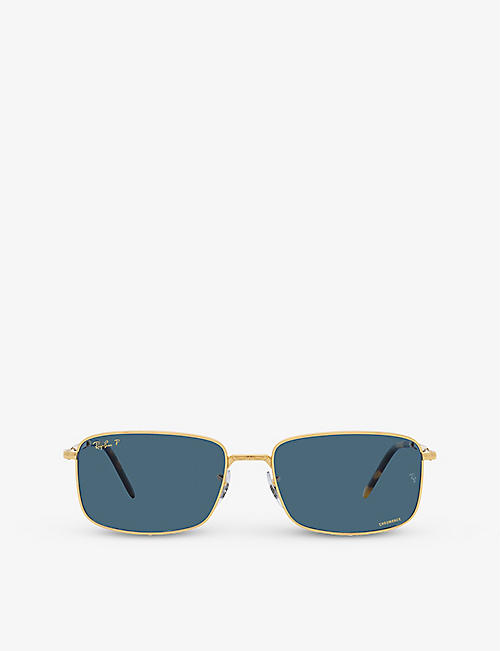 RAY-BAN: RB3717 rectangle-frame metal sunglasses