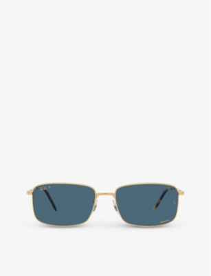 Ray Ban Sunglasses Unisex Rb3717 - Gold Frame Blue Lenses Polarized 60-18