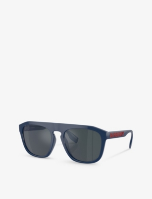 Shop Burberry Women's Blue Be4396u Wren Square-frame Acetate Sunglasses