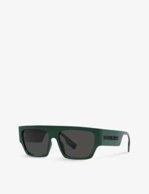 Shop Burberry Women's Green Be4397u Micah Tinted-lens Square-frame Acetate Sunglasses