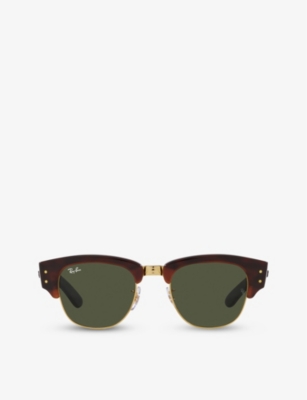 Shop Ray Ban Ray-ban Women's Gold Mega Clubmaster Square-frame Acetate Sunglasses