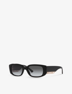 Shop Bvlgari Bv8259 Branded-arm Rectangle-frame Acetate Sunglasses In Black