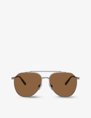 Dolce & Gabbana Dg2296 Pilot-frame Steel Sunglasses In Grey