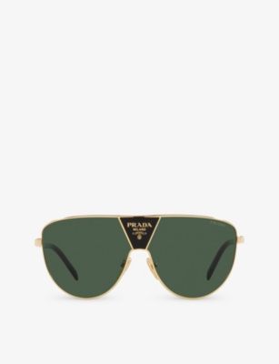 PRADA: PR 69ZS shield-frame metal sunglasses