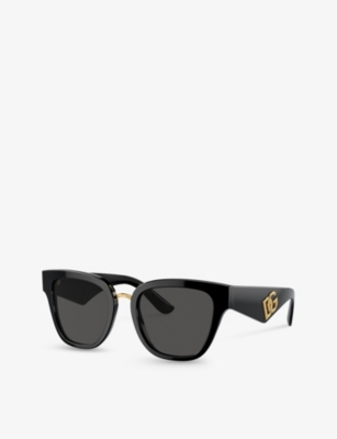 Shop Dolce & Gabbana Women's Black Dg4437 Butterfly-frame Acetate Sunglasses