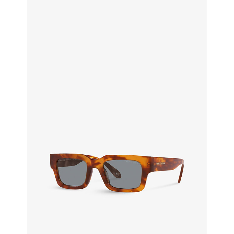 Shop Giorgio Armani Women's Red Ar8184u Rectangular-frame Tortoiseshell Acetate Sunglasses