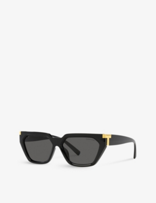 Shop Tiffany & Co Tf4205u Branded-arm Irregular-frame Acetate Sunglasses In Black