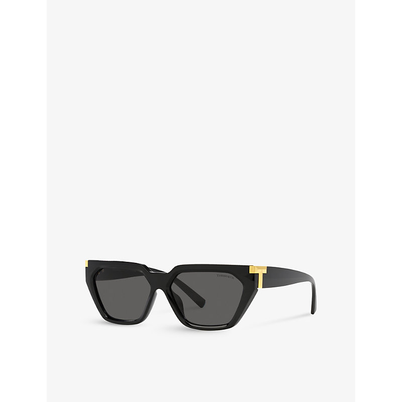 Shop Tiffany & Co Tf4205u Branded-arm Irregular-frame Acetate Sunglasses In Black