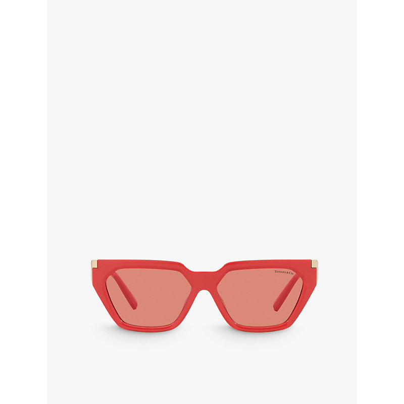 Tiffany & Co Tf4205u Branded-arm Irregular-frame Acetate Sunglasses In Pink
