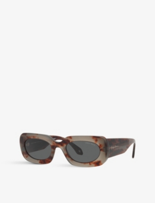 Shop Giorgio Armani Women's Grey Ar8182 Tinted-lens Rectangle-frame Acetate Sunglasses