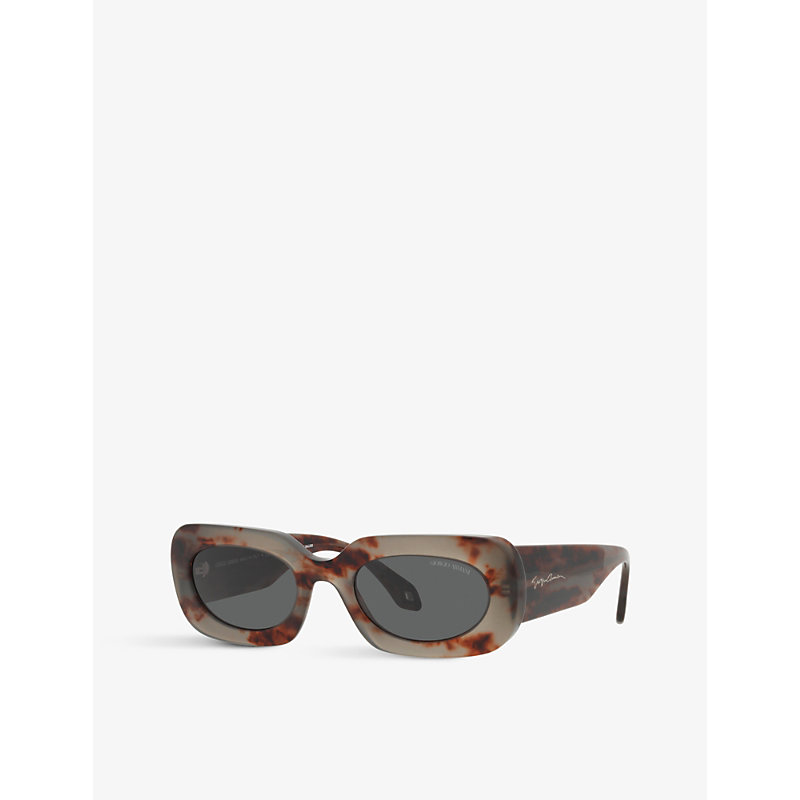 Shop Giorgio Armani Women's Grey Ar8182 Tinted-lens Rectangle-frame Acetate Sunglasses