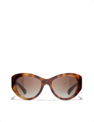 Pre-owned Chanel Womens Brown Ch5492 Butterfly-frame Tortoiseshell Acetate Sunglasses