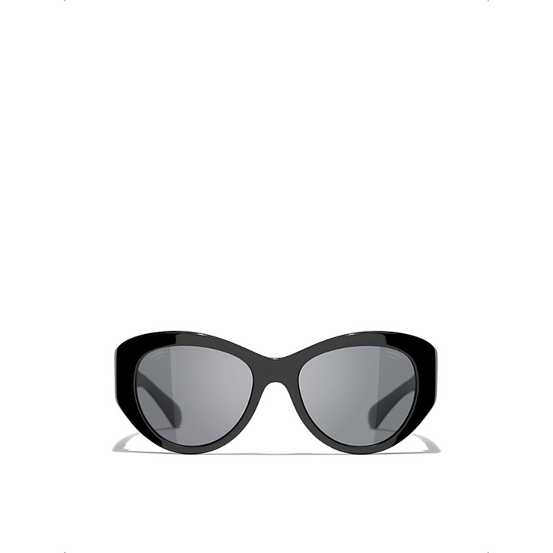 Pre-owned Chanel Womens Black Ch5492 Butterfly-frame Acetate Sunglasses