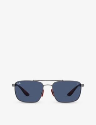 Ray Ban Rb3715m Scuderia Ferrari Collection Sunglasses Grey Frame Blue Lenses 58-18 In Grey