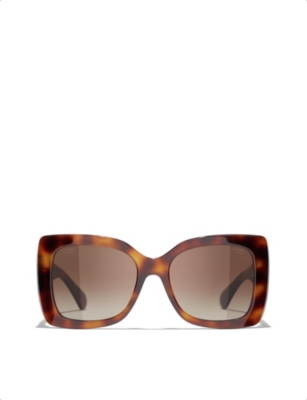 Pre-owned Chanel Womens Brown Ch5494 Square-frame Acetate Sunglasses