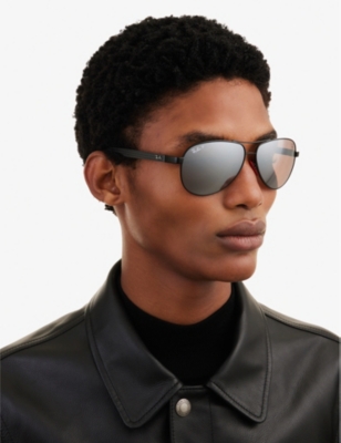 Ray Ban Ray-ban Womens Black Rb8331m Scuderia Ferrari Pilot-frame Metal Sunglasses In Black